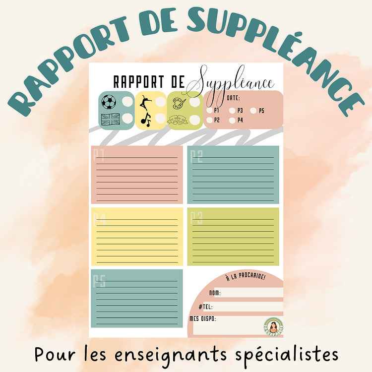 Rapport de suppléance pour les spécialistes