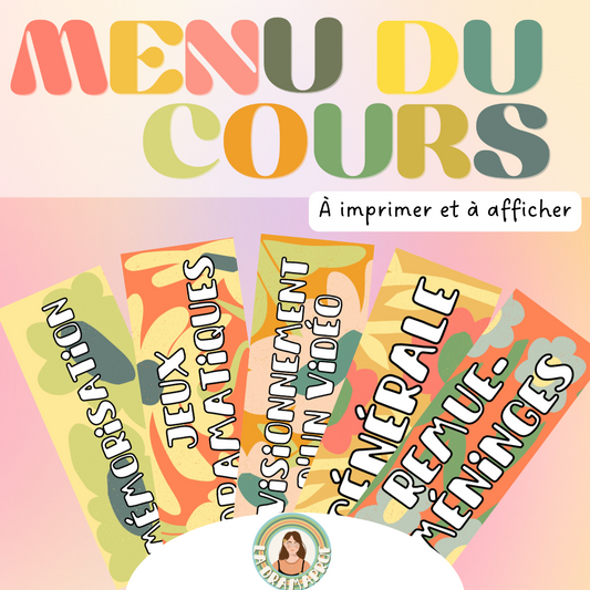 Menu du cours à imprimer | Thématique fleurs années 70